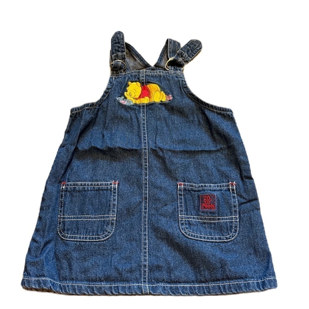 Disney Winnie the Pooh Denim Kids Overall Dress 24 mos 90s